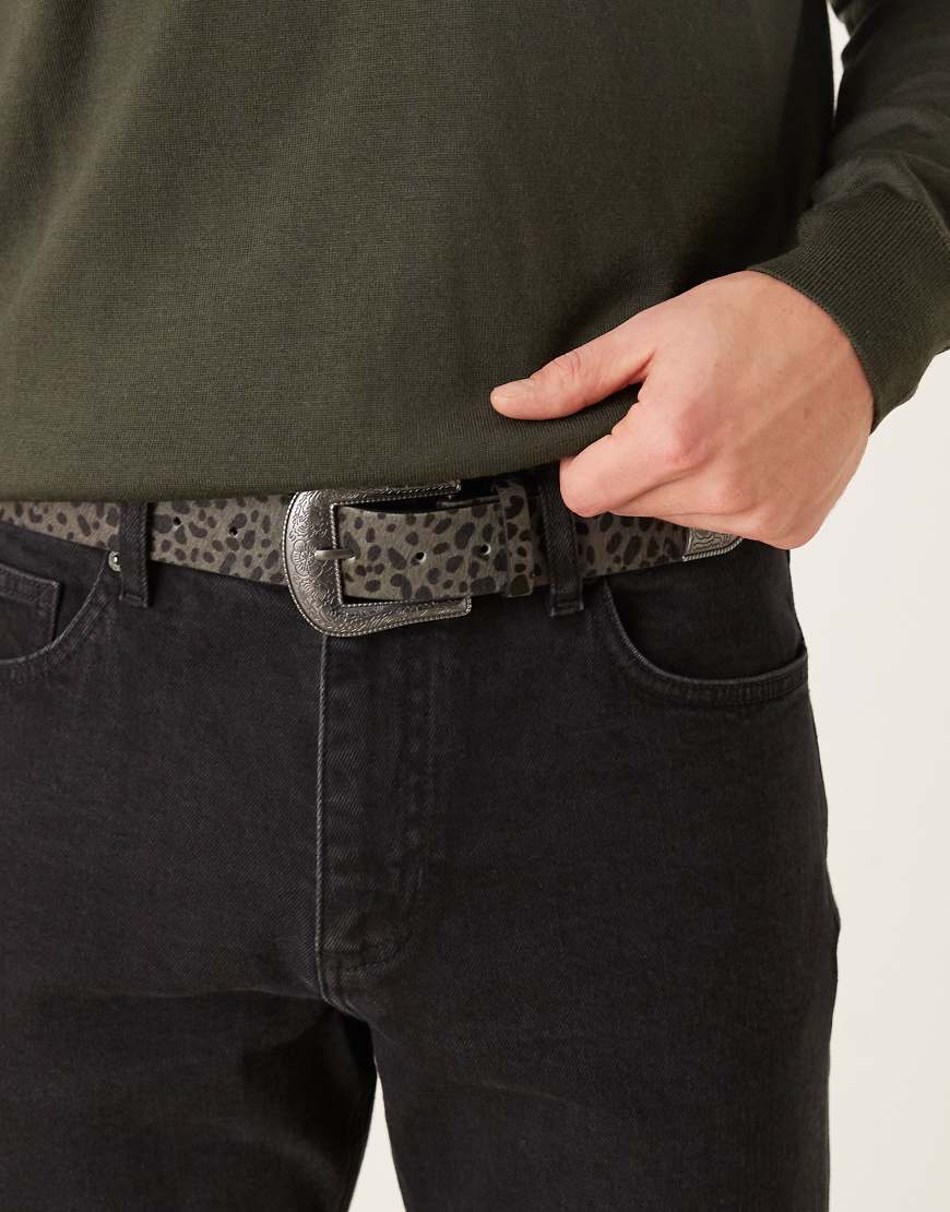 ASOS DESIGN - Western- Gürtel aus Leder mit Leopardenmuster-Bunt von ASOS DESIGN