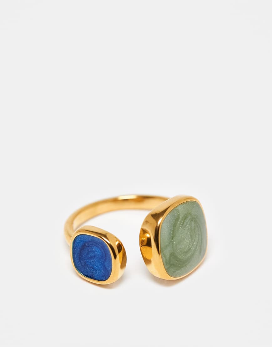 ASOS DESIGN - Wickelring aus Edelstahl in Goldoptik mit Halbedelsteinen-Goldfarben von ASOS DESIGN
