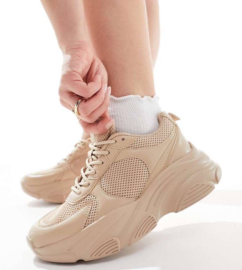 ASOS DESIGN Wide Fit - Drop - Sneaker in Beige, weite Passform-Neutral von ASOS DESIGN Wide Fit
