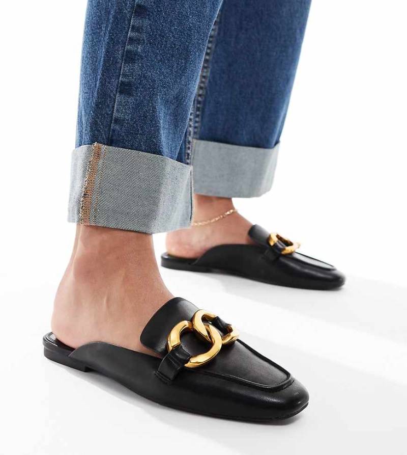 ASOS DESIGN Wide Fit - Mia - Mules in Schwarz von ASOS DESIGN Wide Fit