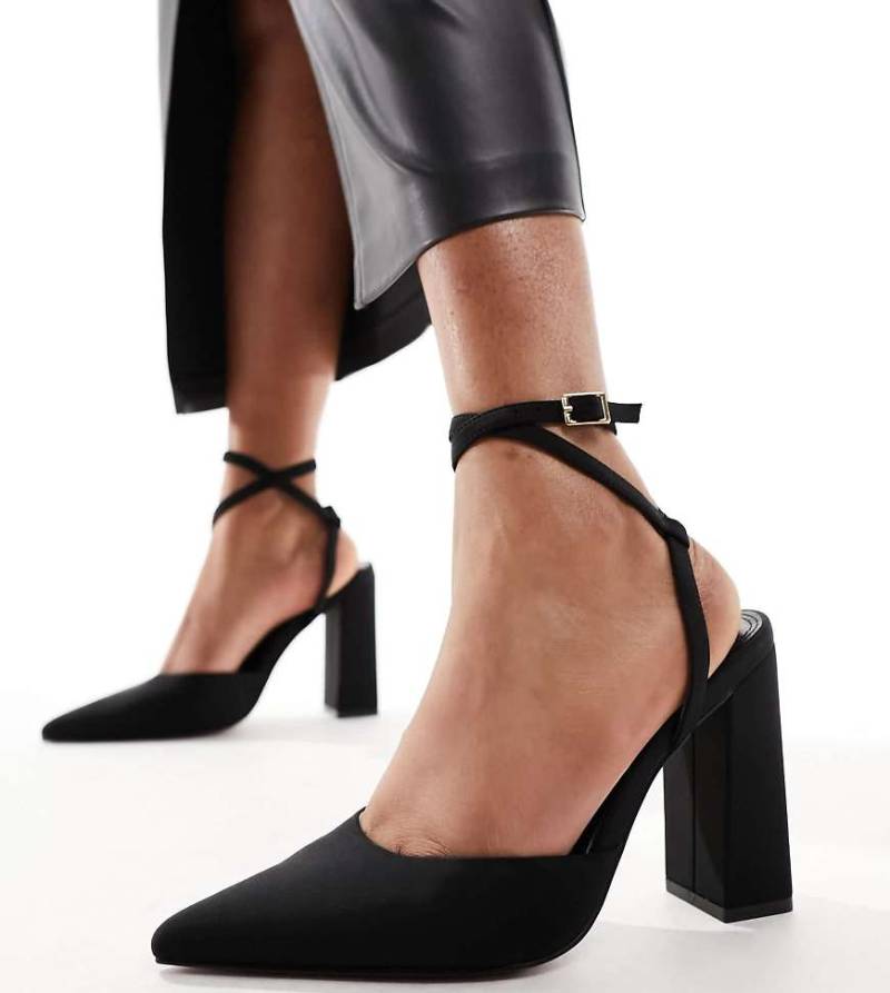 ASOS DESIGN Wide Fit - Paige - Schuhe mit weiter Passform und hohem Blockabsatz in Schwarz von ASOS DESIGN Wide Fit