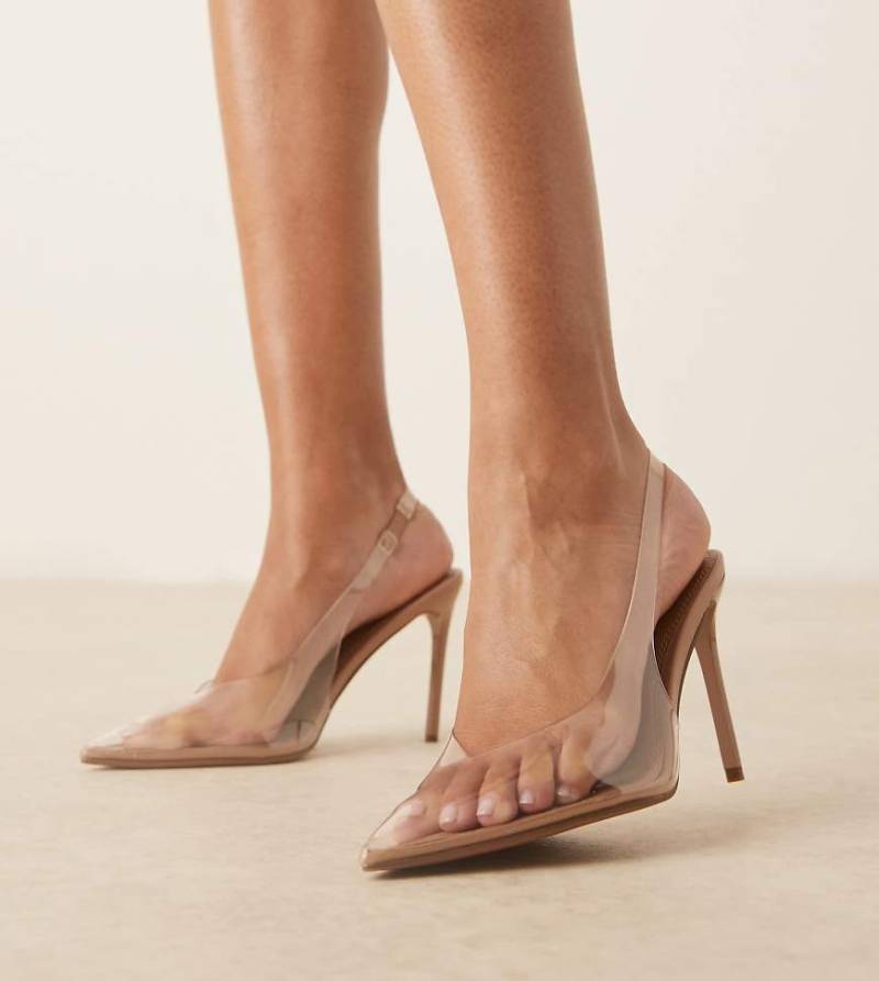 ASOS DESIGN Wide Fit - Panther - Spitze, transparente Pumps mit Fersenriemen und hohem Absatz, weite Passform von Asos Design Wide Fit