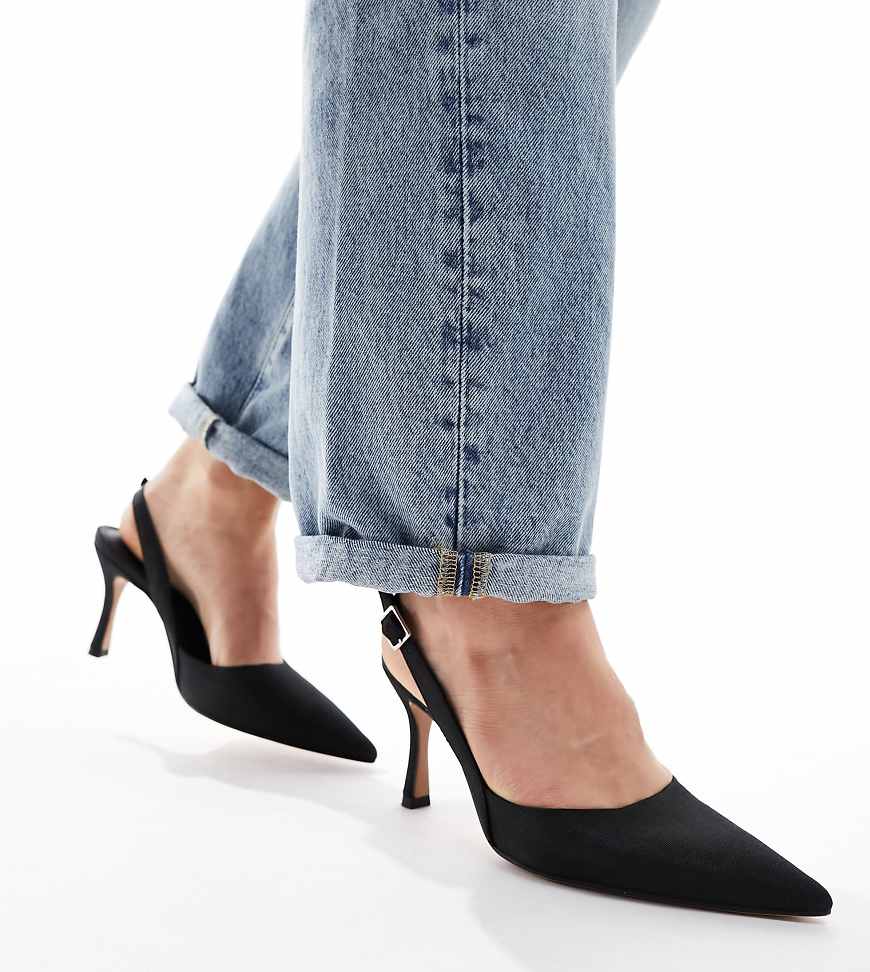 ASOS DESIGN - Wide Fit - Samber 2 - Slingback-Schuhe in Schwarz mit Stiletto-Absatz von ASOS DESIGN Wide Fit