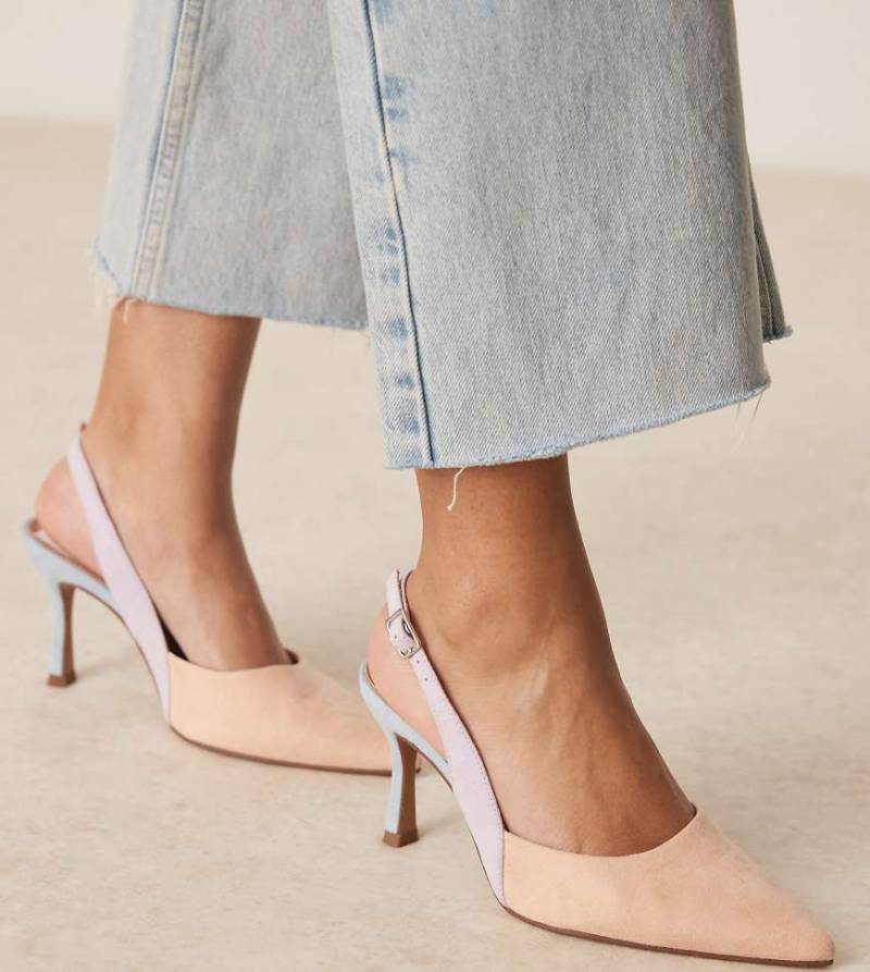 ASOS DESIGN Wide Fit - Samber - Bunte Slingback-High-Heels aus Wildlederimitat mit Stilettoabsatz, weite Passform von Asos Design Wide Fit