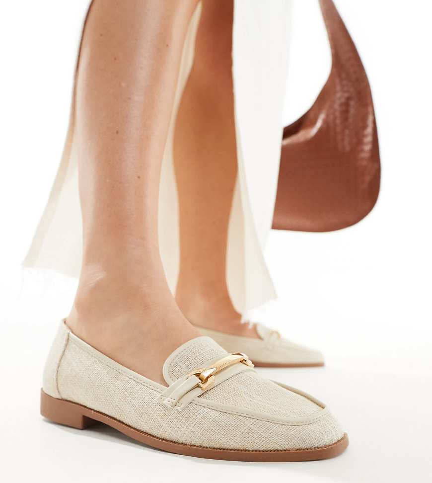 ASOS DESIGN Wide Fit - Verity - Flache Loafer aus natürlichem Material mit Metallverzierung, weite Passform-Neutral ASOS DESIGN Wide Fit - Verity - Flache Loafer aus natürlichem Material mit Metallverzierung, weite Passform-Neutral von ASOS DESIGN Wide Fit