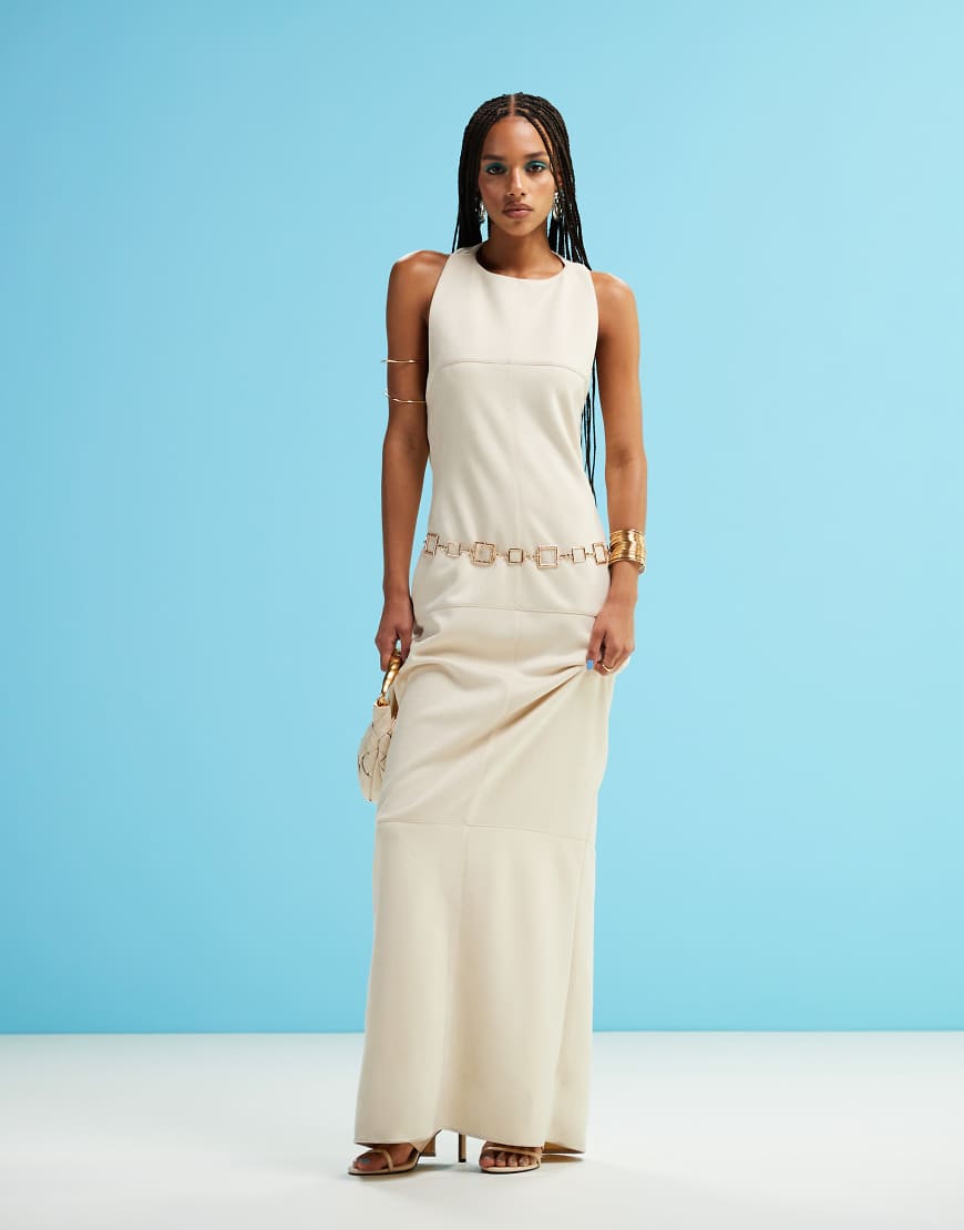 ASOS DESIGN - Wildleder-Midikleid in Creme mit drapierter Rückseite-Weiß ASOS DESIGN - Wildleder-Midikleid in Creme mit drapierter Rückseite-Weiß von ASOS DESIGN