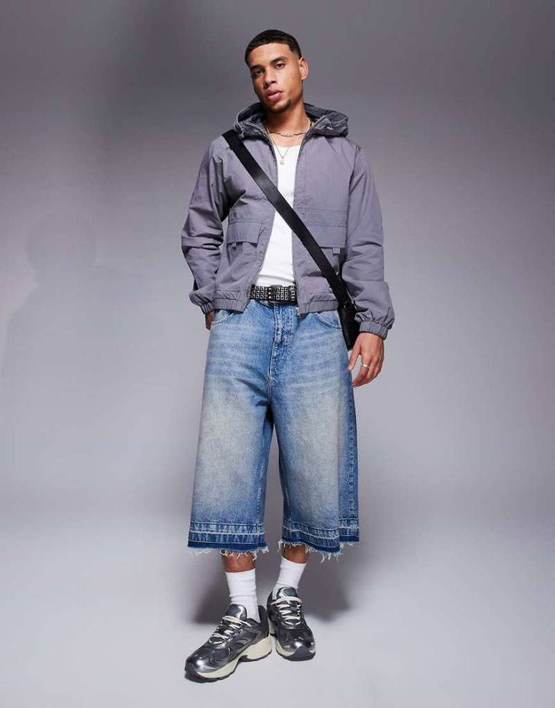 ASOS DESIGN - Windjacke in Anthrazit mit Kapuze-Grau von ASOS DESIGN