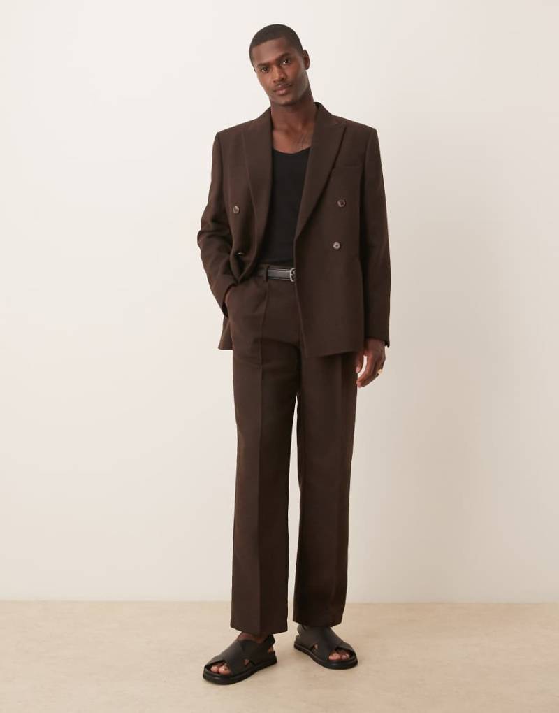 ASOS DESIGN - Wollmix-Anzughose in Braun mit geradem Bein von ASOS DESIGN