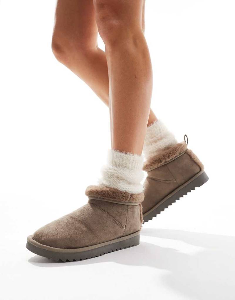 ASOS DESIGN - Zightly - Boots-Hausschuhe in Taupe-Neutral von ASOS DESIGN
