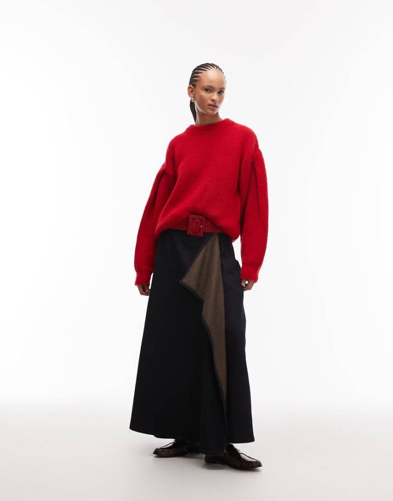 ASOS DESIGN - Zipfelsaum-Jeansrock in Indigoblau mit braunem Farbstich von ASOS DESIGN