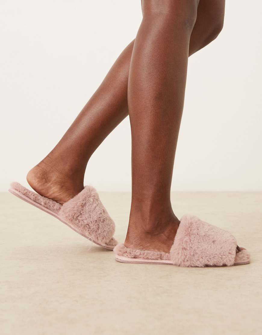 ASOS DESIGN - Ziva - Mules-Hausschuhe in Staubrosa von ASOS DESIGN