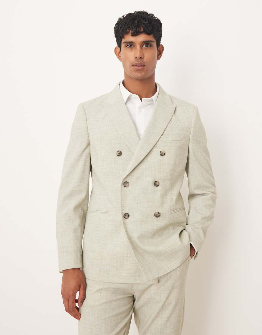 ASOS DESIGN - Zweireihige Anzugjacke in Hellgrün mit schmalem Schnitt von ASOS DESIGN