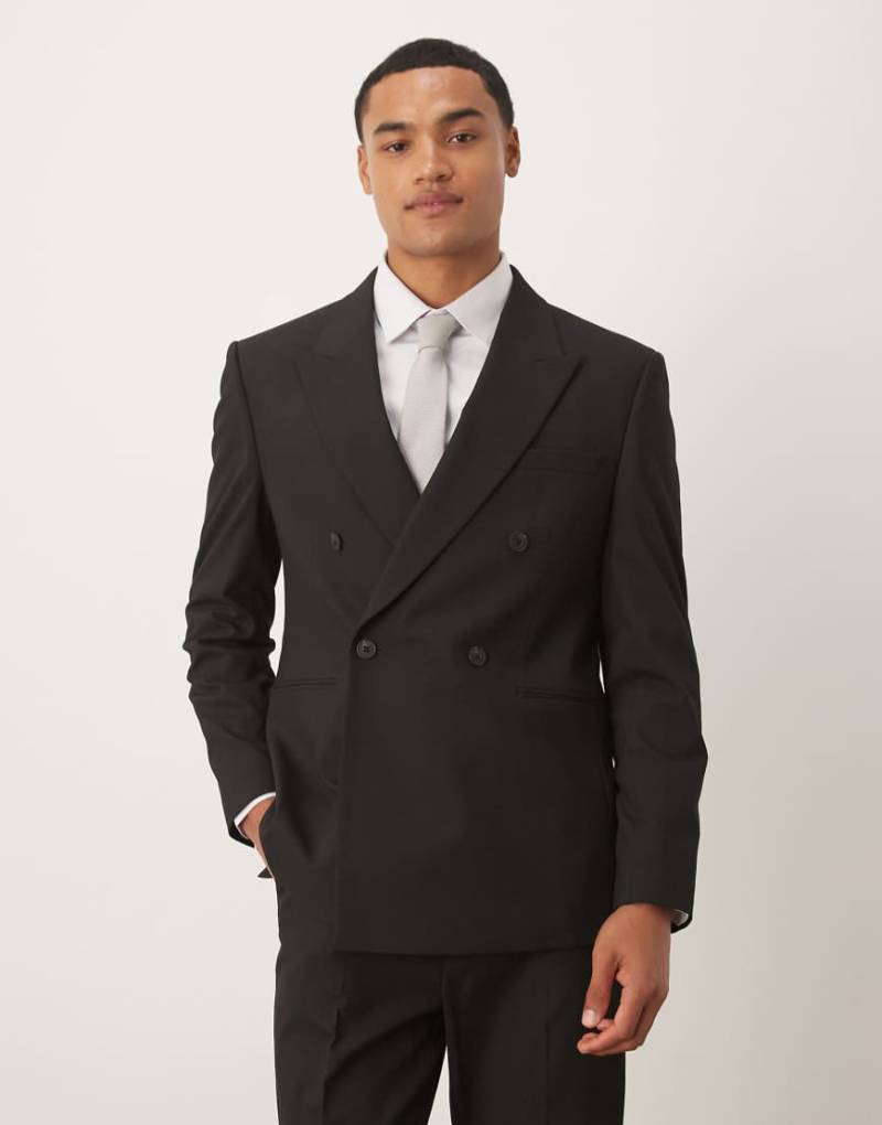 ASOS DESIGN - Zweireihige Anzugjacke in Schwarz in regulärer Passform ASOS DESIGN - Zweireihige Anzugjacke in Schwarz in regulärer Passform von ASOS DESIGN
