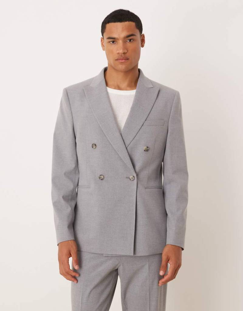 ASOS DESIGN - Zweireihige Anzugjacke mit schmalem Schnitt in Grau von ASOS DESIGN