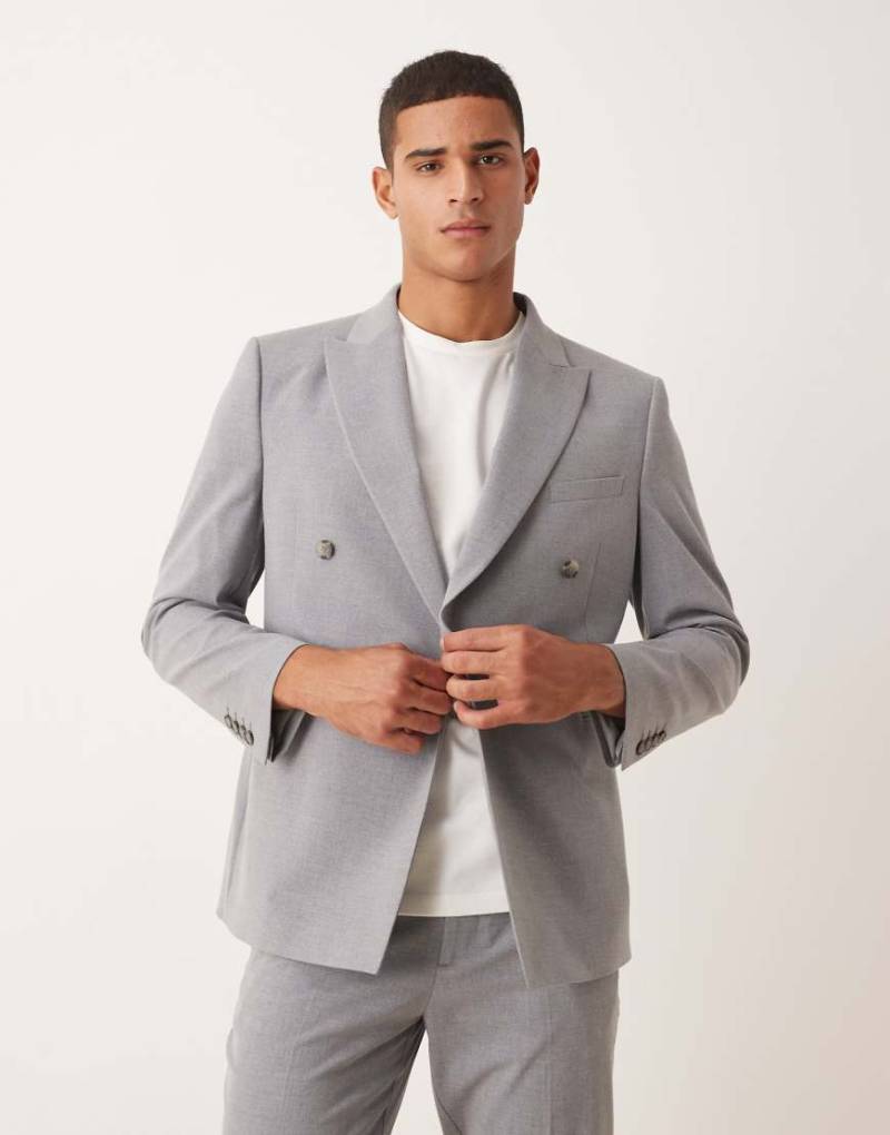 ASOS DESIGN - Zweireihige Anzugjacke mit schmalem Schnitt in Grau von ASOS DESIGN