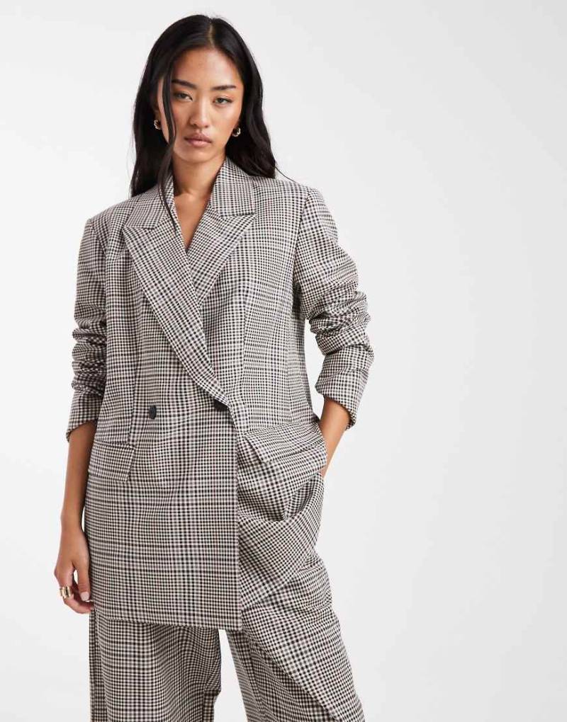 ASOS DESIGN - Zweireihiger Anzug-Blazer mit kleinem Karomuster-Bunt von ASOS DESIGN