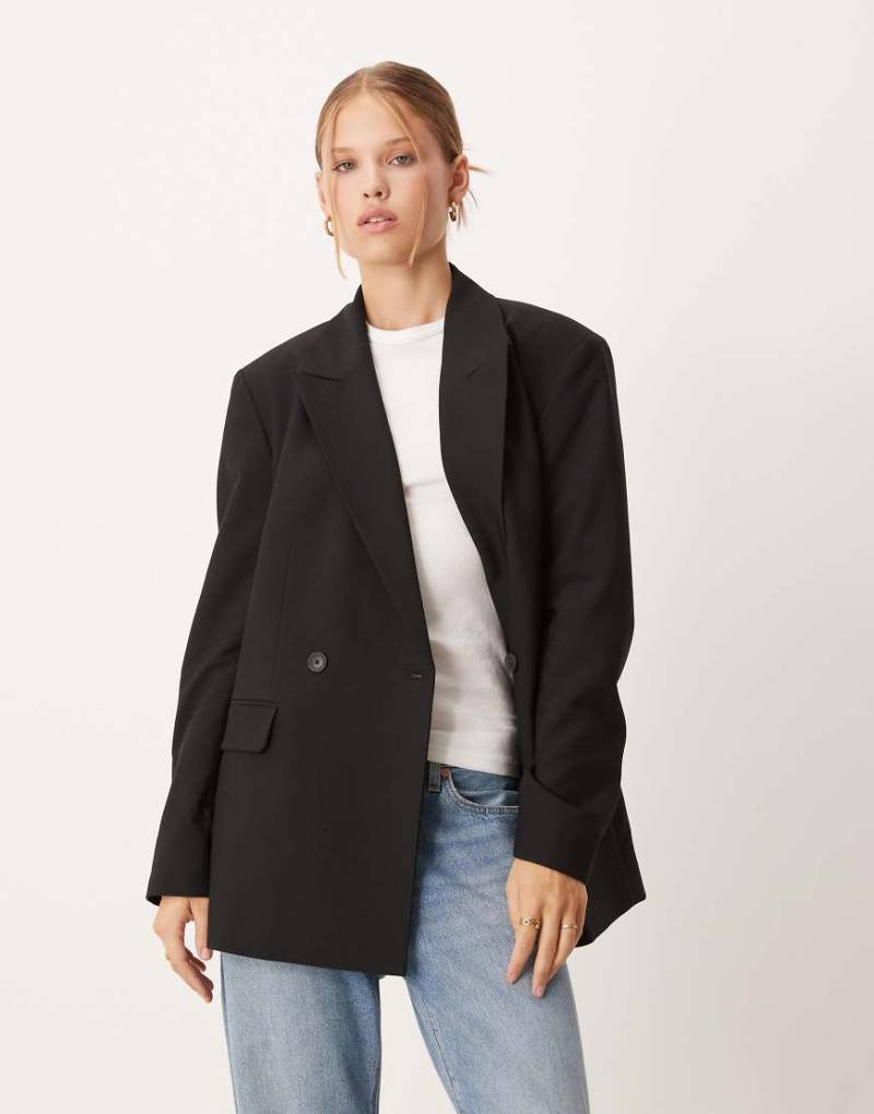 ASOS DESIGN - Zweireihiger Blazer in Schwarz von ASOS DESIGN
