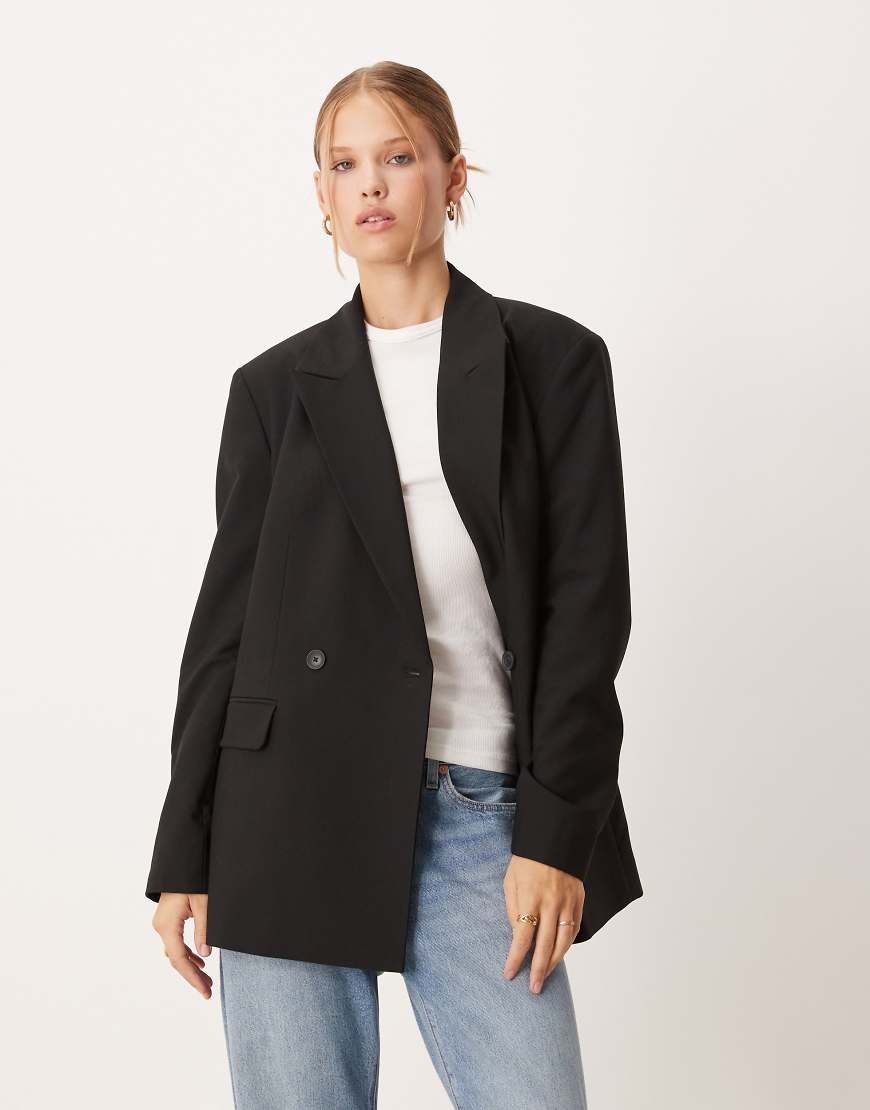 ASOS DESIGN - Zweireihiger Blazer in Schwarz von ASOS DESIGN