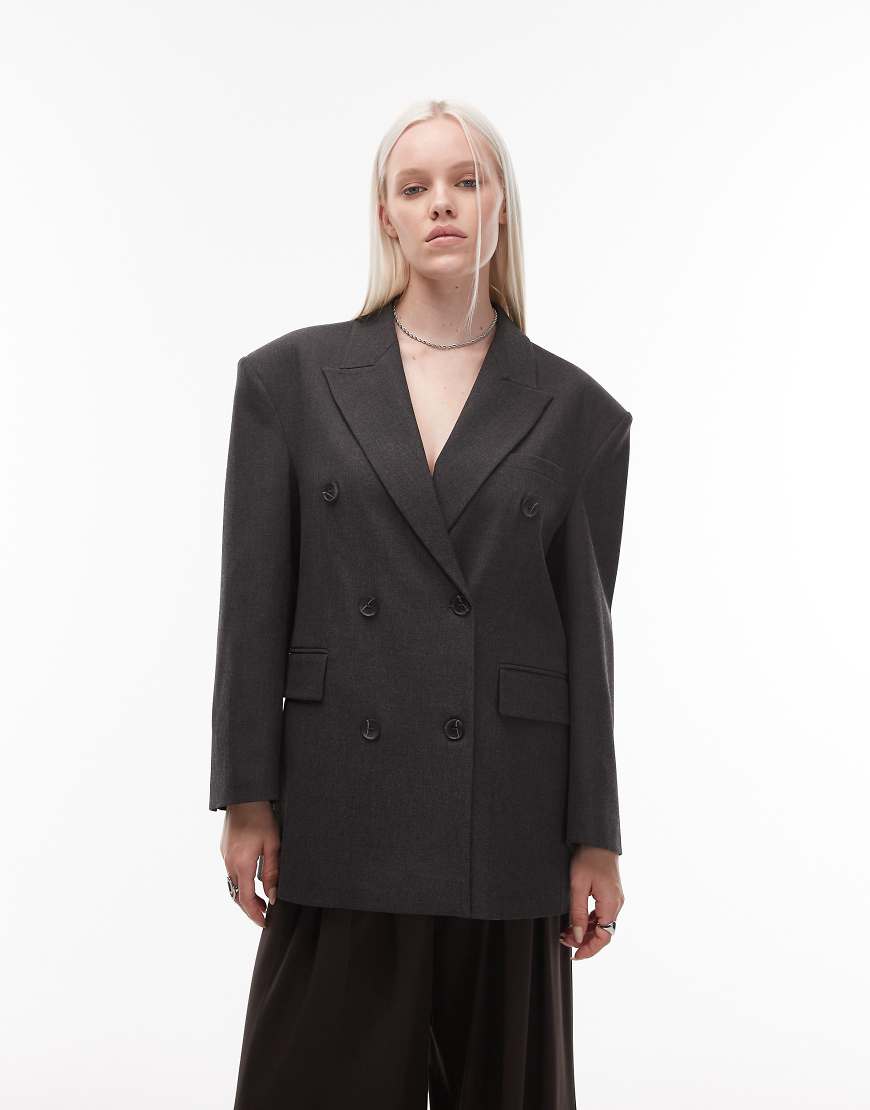 ASOS DESIGN - Zweireihiger Oversize-Blazer in Anthrazit-Grau ASOS DESIGN - Zweireihiger Oversize-Blazer in Anthrazit-Grau von ASOS DESIGN