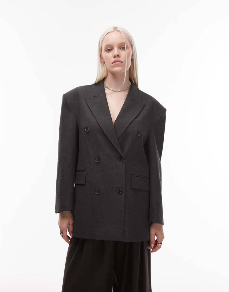 ASOS DESIGN - Zweireihiger Oversize-Blazer in Anthrazit-Grau von ASOS DESIGN