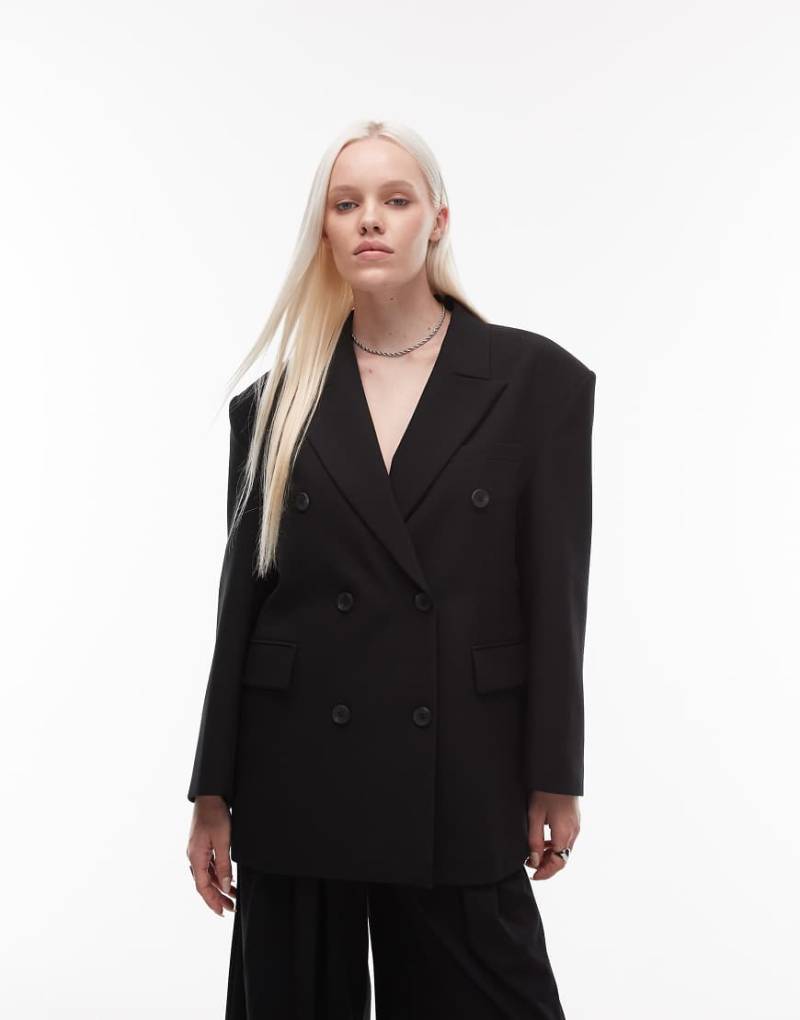 ASOS DESIGN - Zweireihiger Oversize-Blazer in Schwarz von ASOS DESIGN