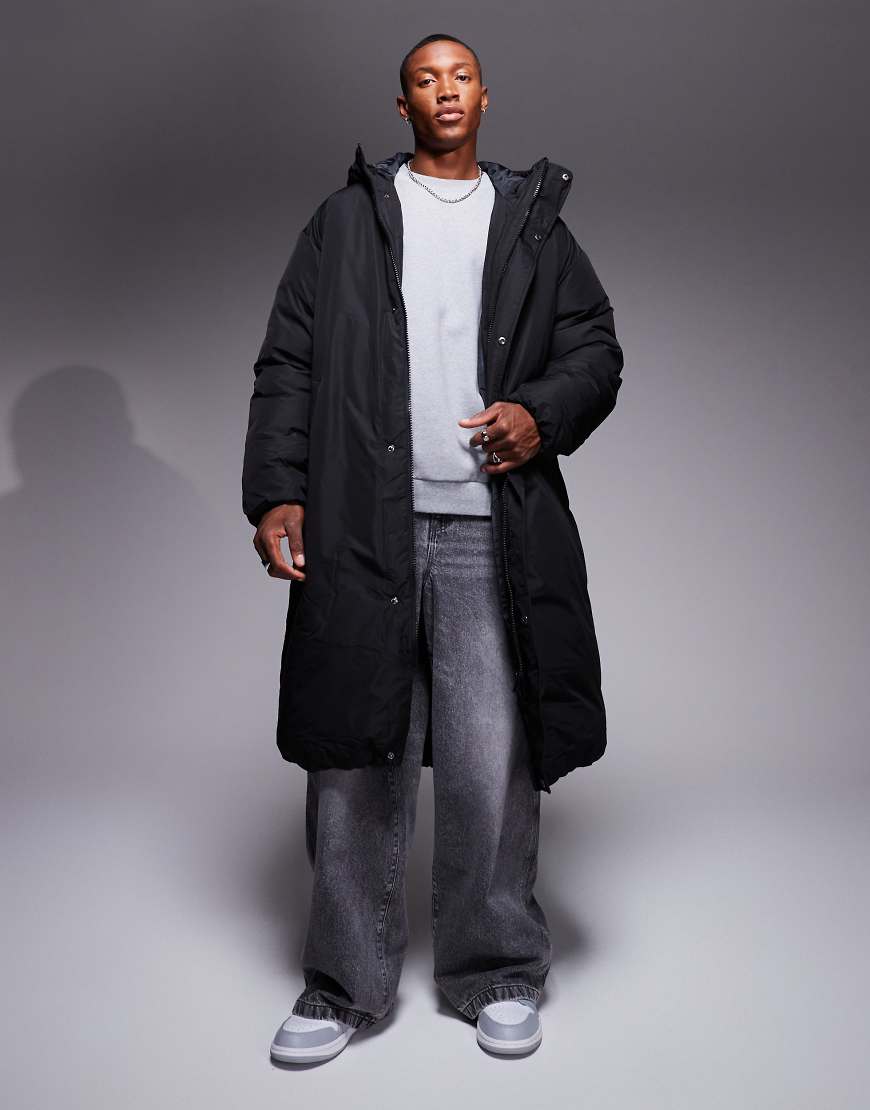 ASOS DESIGN oversized longline coat with hood in black-Schwarz von ASOS DESIGN