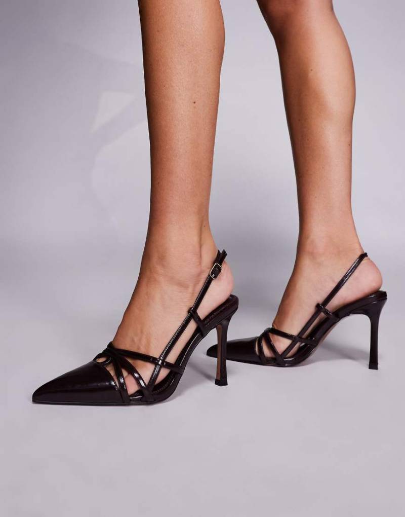 ASOS DESIGn - Primrose - High Heels in Schokobraun mit Zierausschnitten-Brown von ASOS DESIGN