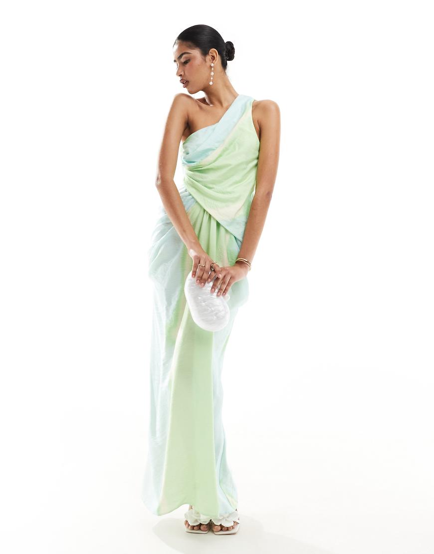ASOS Design - Drapiertes One-Shoulder-Maxikleid mit vollem Rock in Ombre-Print-Bunt ASOS Design - Drapiertes One-Shoulder-Maxikleid mit vollem Rock in Ombre-Print-Bunt von ASOS DESIGN