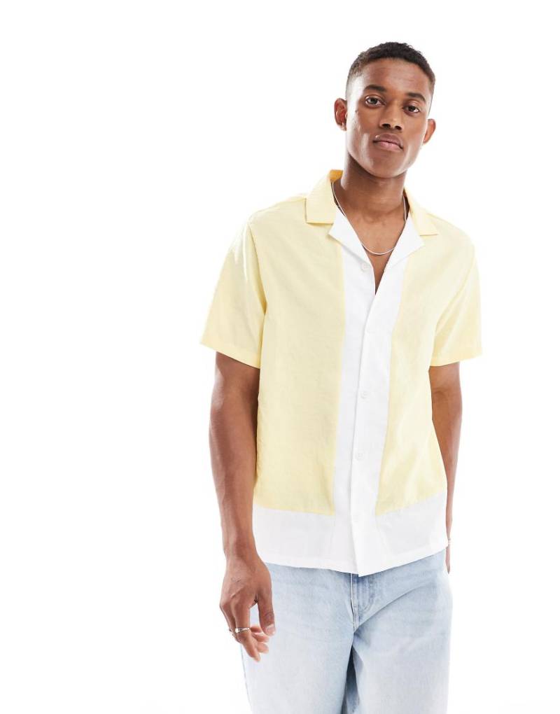 ASOS Design - Oversize-Hemd in Blassgelb mit Reverskragen von ASOS DESIGN
