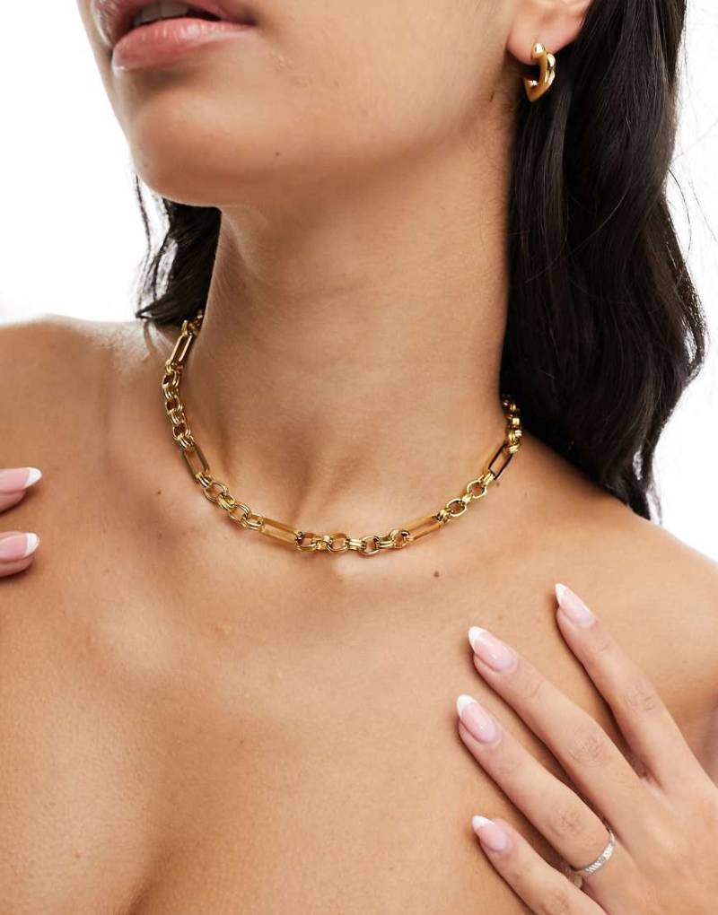 ASOS Design - Wasserfeste Halskette aus Edelstahl mit verschiedenen Gliedern in Gold-Optik-Goldfarben von ASOS DESIGN