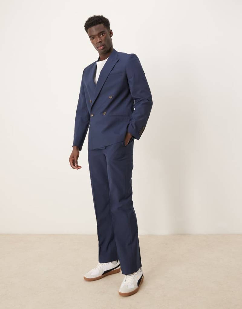 ASOS Design - Zweireihige Anzugjacke in Marineblau mit schmalem Schnitt von ASOS DESIGN