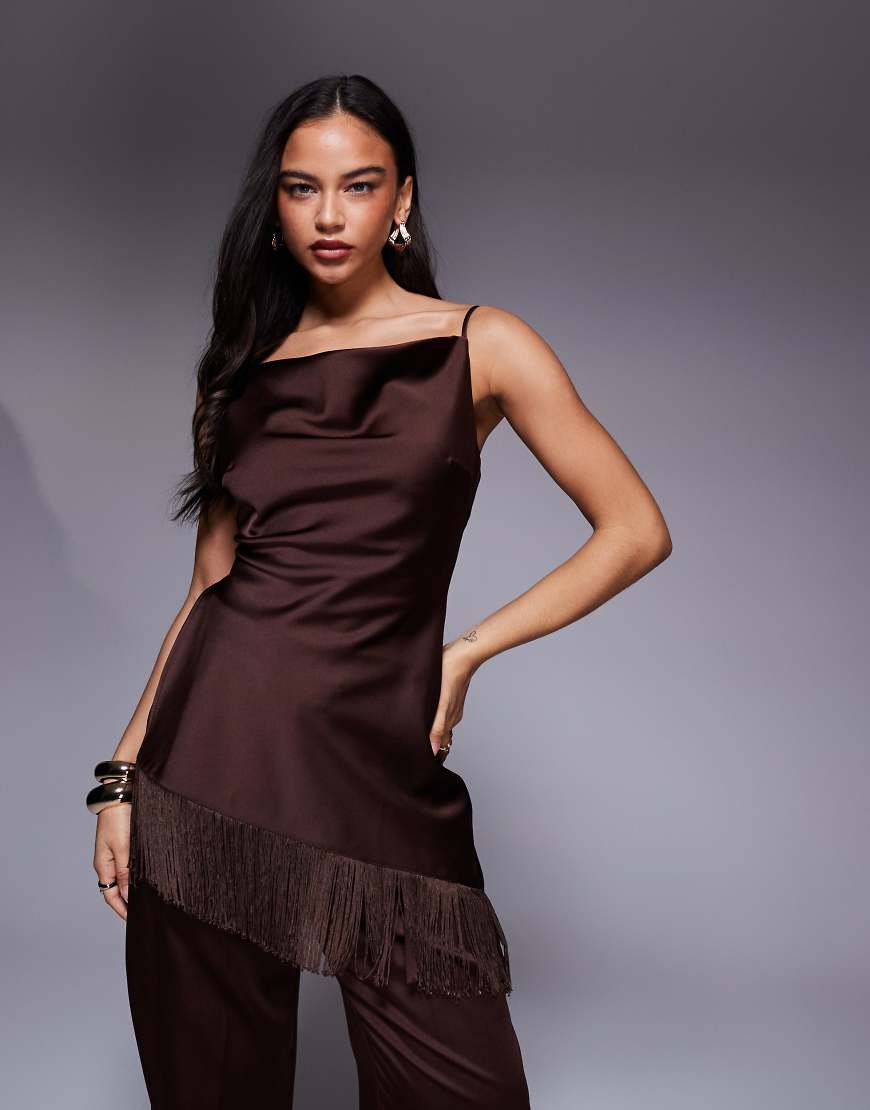 ASOS X THE SOURCED COLLECTION - Trägeroberteil in Braun mit Fransen-Brown von ASOS DESIGN