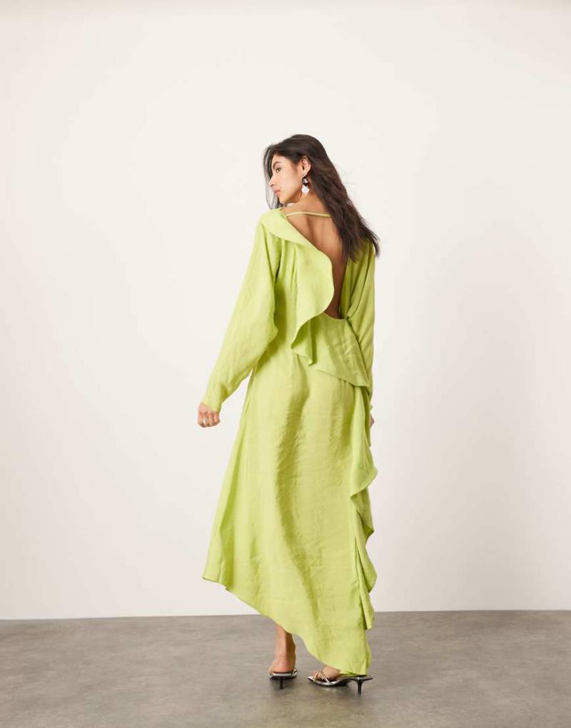 ASOS EDITION - Asymmetrisches, langärmliges Maxikleid in Limettengrün mit Rückenausschnitt ASOS EDITION - Asymmetrisches, langärmliges Maxikleid in Limettengrün mit Rückenausschnitt von ASOS EDITION