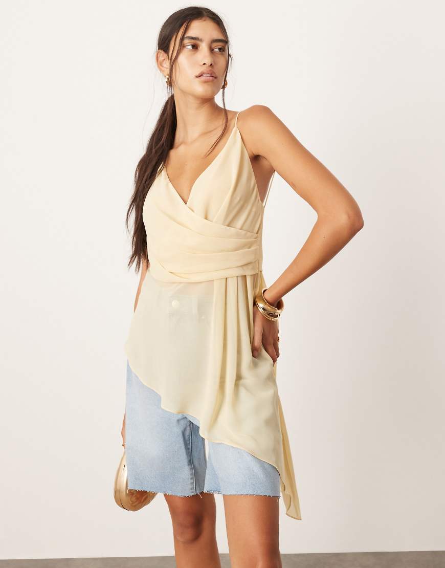 ASOS EDITION - Camisole-Oberteil in Zitrone mit asymmetrischem Saum und Wickeldetail vorne-Gelb ASOS EDITION - Camisole-Oberteil in Zitrone mit asymmetrischem Saum und Wickeldetail vorne-Gelb von ASOS EDITION