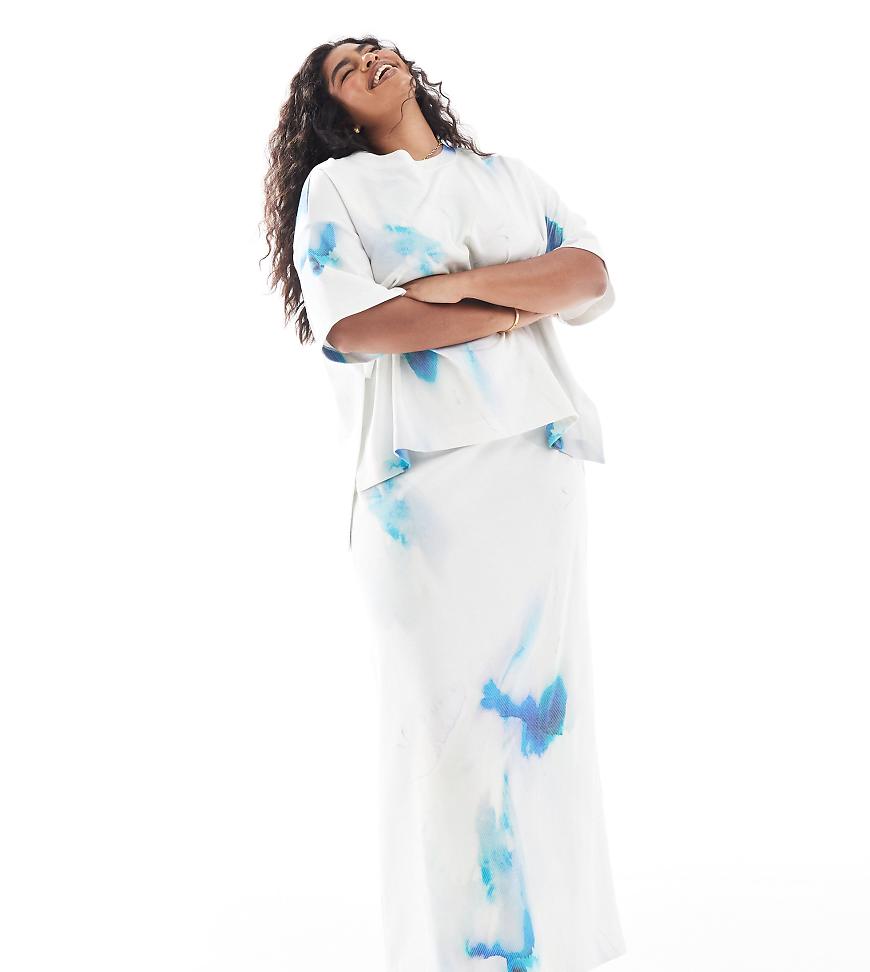 ASOS EDITION Curve - Gerade geschnittener Maxirock aus hochwertigem, schwerem Struktur-Jersey mit verschwommenem Muster, Kombiteil-Bunt ASOS EDITION Curve - Gerade geschnittener Maxirock aus hochwertigem, schwerem Struktur-Jersey mit verschwommenem Muster, Kombiteil-Bunt von ASOS EDITION