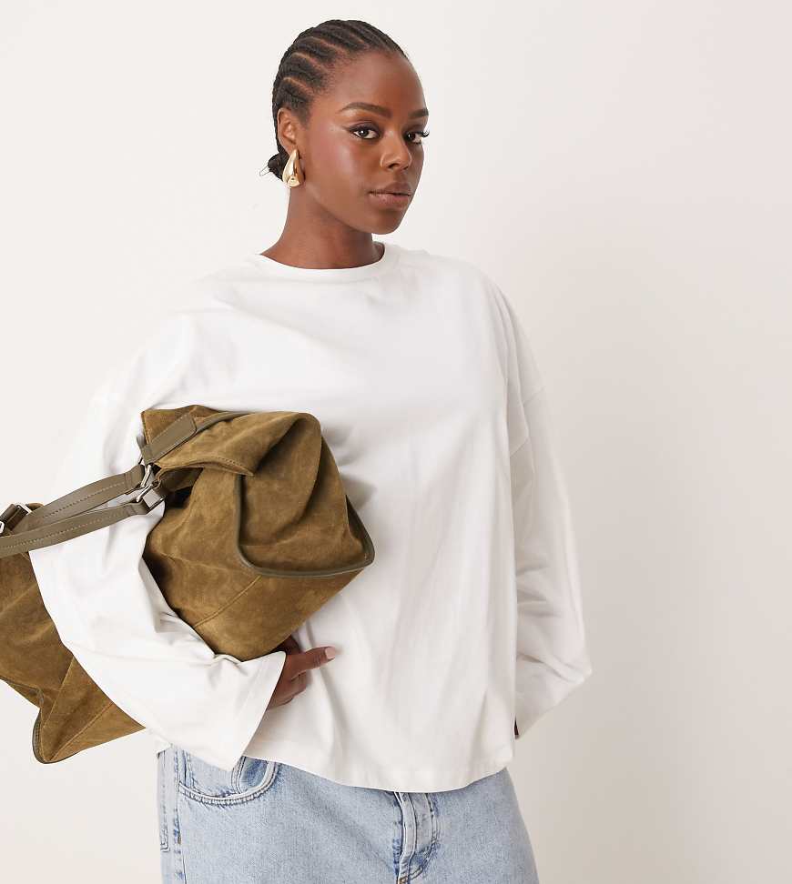ASOS EDITION Curve - Hochwertiges, langärmliges Oversize-Shirt aus schwerer Baumwolle in Weiß ASOS EDITION Curve - Hochwertiges, langärmliges Oversize-Shirt aus schwerer Baumwolle in Weiß von ASOS EDITION