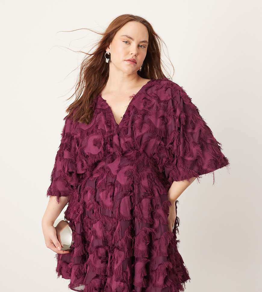 ASOS EDITION Curve - Minikleid in Pflaume mit Strukturmuster und geraffter Taille-Bunt ASOS EDITION Curve - Minikleid in Pflaume mit Strukturmuster und geraffter Taille-Bunt von ASOS EDITION