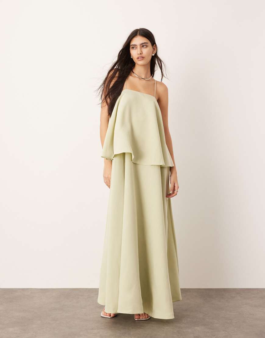 ASOS EDITION - Maxikleid in Grün mit Riemchenträgern, eckigem Ausschnitt, Taschen und auffälliger Drapierung ASOS EDITION - Maxikleid in Grün mit Riemchenträgern, eckigem Ausschnitt, Taschen und auffälliger Drapierung von ASOS EDITION