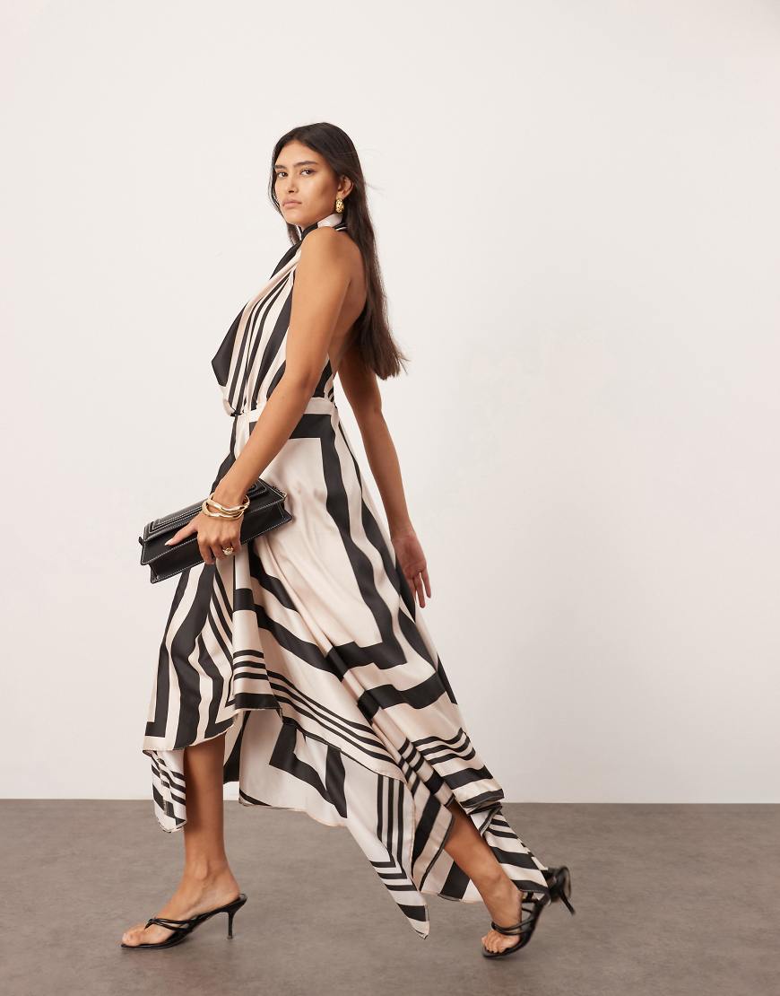 ASOS EDITION - Mehrlagiges Satin-Midikleid mit Neckholder und unregelmäßigem Streifenmuster-Bunt ASOS EDITION - Mehrlagiges Satin-Midikleid mit Neckholder und unregelmäßigem Streifenmuster-Bunt von ASOS EDITION