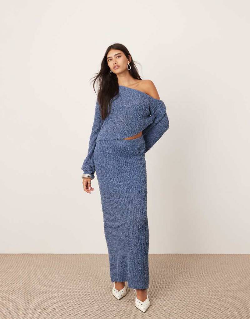 ASOS EDITION - Midaxi-Rock aus Feinstrick in Schieferblau, Kombiteil-Braun von ASOS EDITION