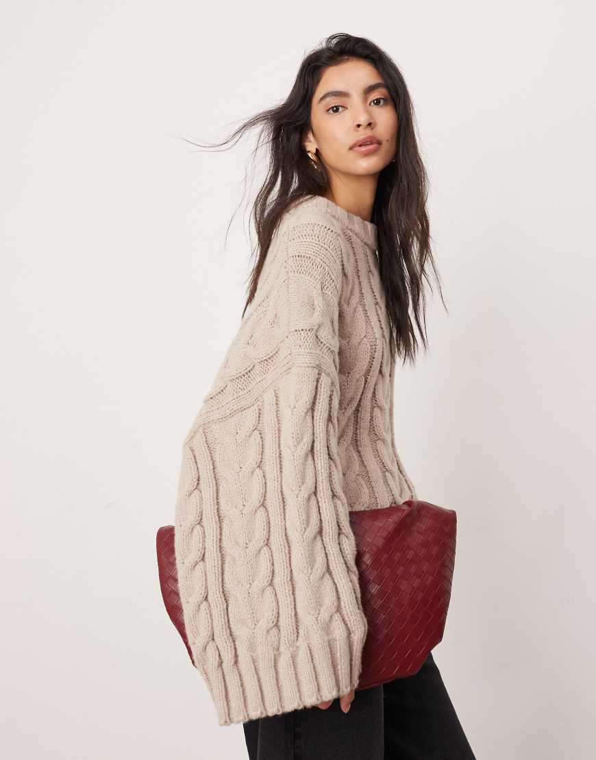 ASOS EDITION - Oversize-Grobstrickpullover in Taupe-Bunt ASOS EDITION - Oversize-Grobstrickpullover in Taupe-Bunt von ASOS EDITION