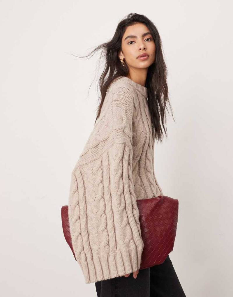ASOS EDITION - Oversize-Grobstrickpullover in Taupe-Bunt von ASOS EDITION