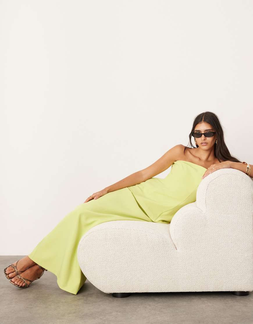 ASOS EDITION - Strukturierter, schmaler Maxirock in Grün, Kombiteil-Schwarz von ASOS EDITION