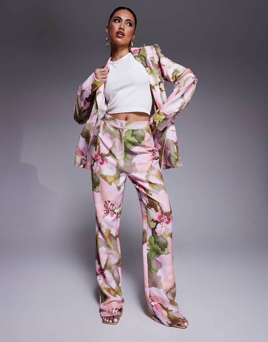 ASOS LUXE - Elegante Anzughose mit Blumenmuster in Rosa, Kombiteil von ASOS LUXE