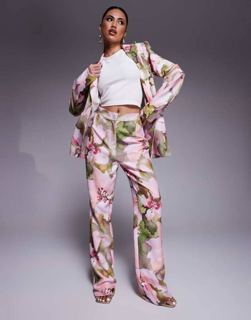 ASOS LUXE - Elegante Anzughose mit Blumenmuster in Rosa, Kombiteil von ASOS LUXE