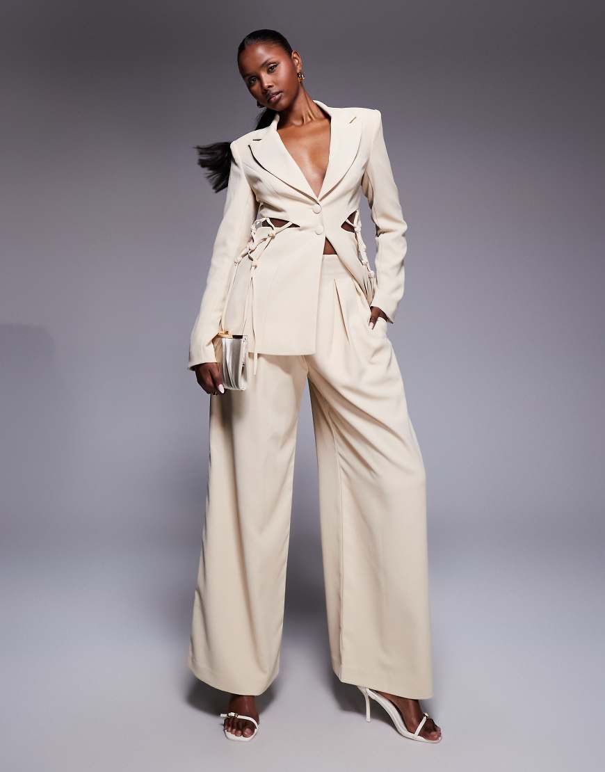 ASOS LUXE - Hose in Steinbeige mit weitem Bein, Kombiteil-Neutral von ASOS Luxe