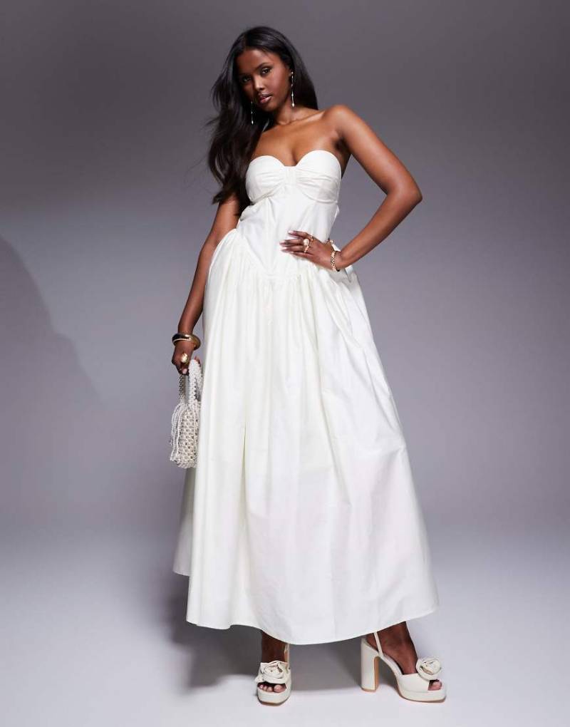 ASOS LUXE - Korsett-Maxikleid in Buttermilchgelb mit Zierschleife am Rücken von ASOS Luxe