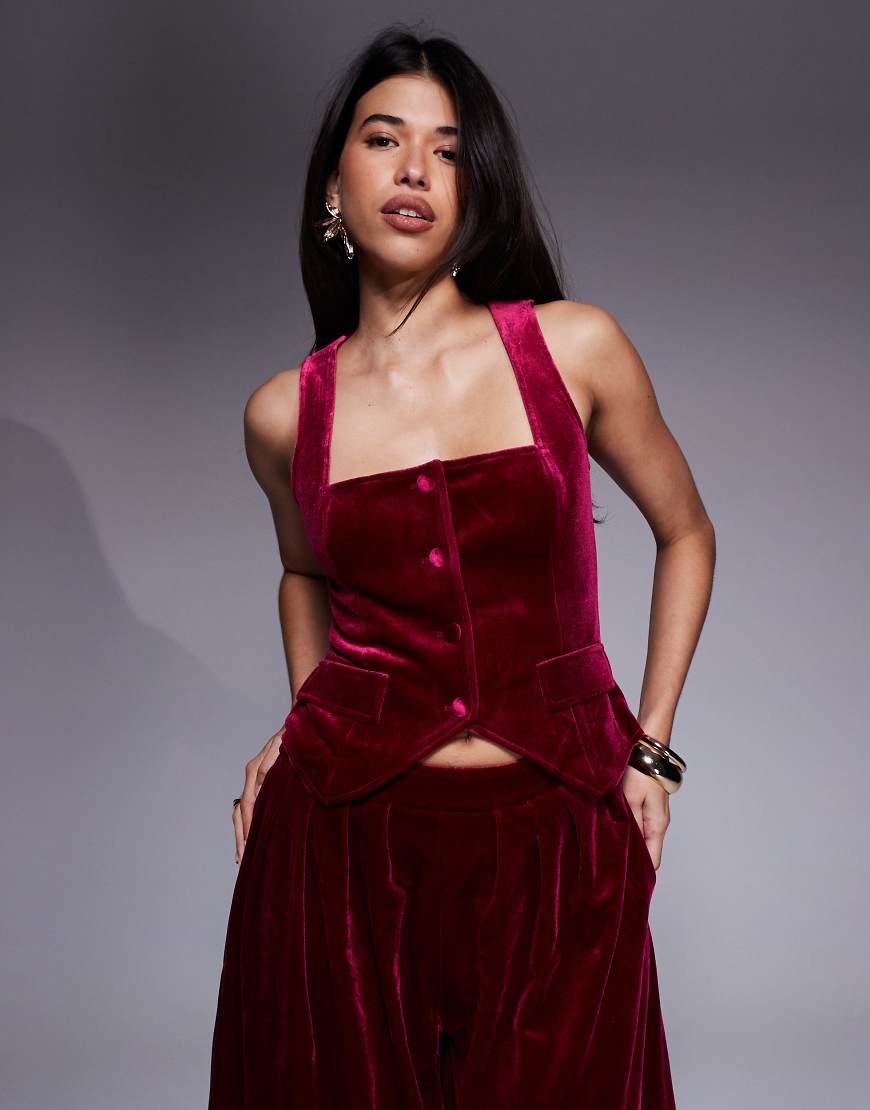 ASOS LUXE - Weste aus Samt in Rosa, Kombiteil von ASOS LUXE