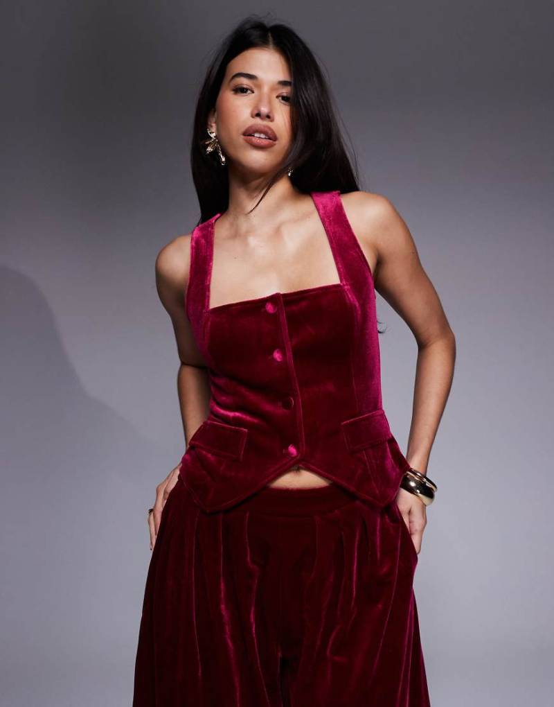 ASOS LUXE - Weste aus Samt in Rosa, Kombiteil von ASOS Luxe