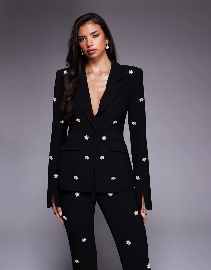 ASOS LUXE - Geformter Blazer in Schwarz mit Verzierung, Kombiteil von ASOS Luxe